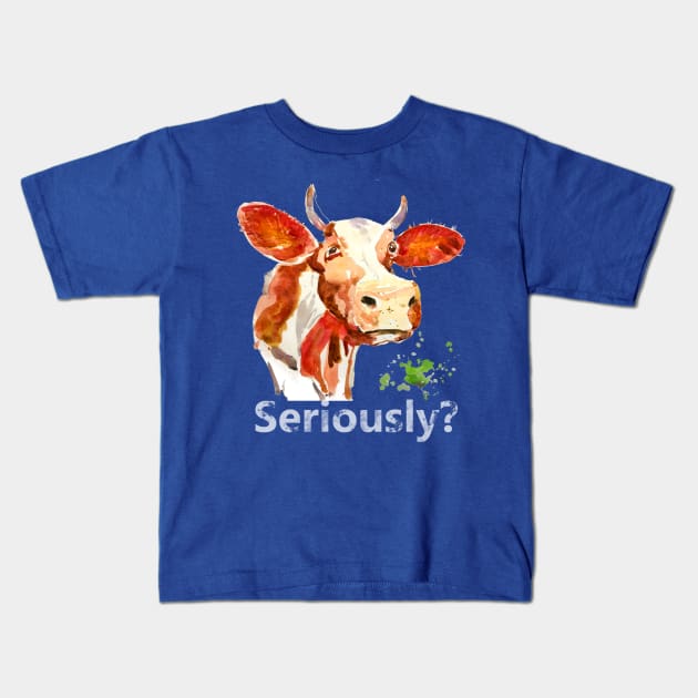 Cow with serious attitude - seriously Kids T-Shirt by tallbridgeguy